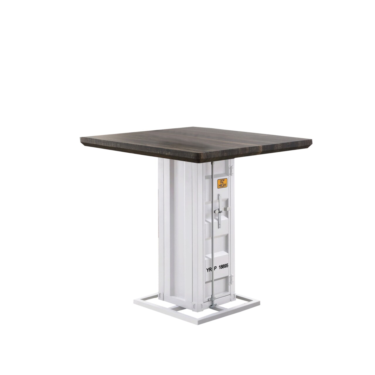 Saltoro Sherpi Square Counter Height Table with Recessed Pedestal Base, White and Brown-